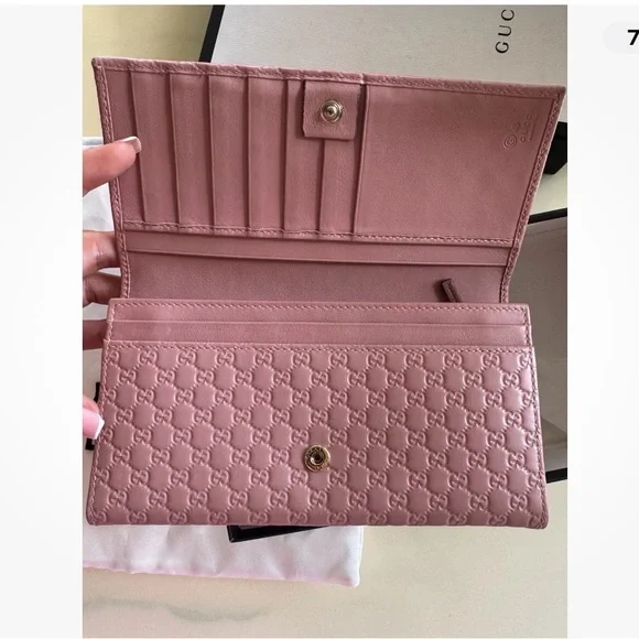 Gucci Microguccissima leather flap continental wallet in pink with chain - Picture 11 of 14